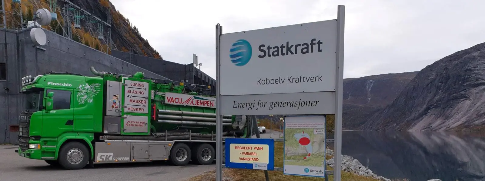 Suging av aske fra fjernvarmeanlegg for Kvitbjørn varme as